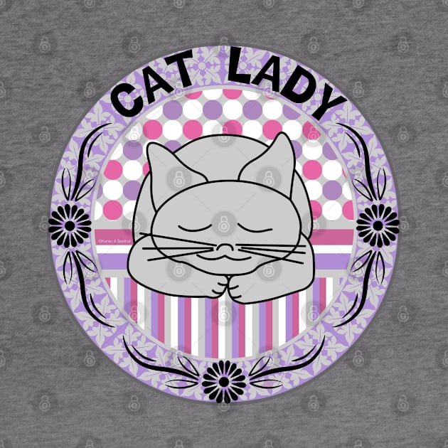 Cat Lady Pink Pattern Oval by Barthol Graphics